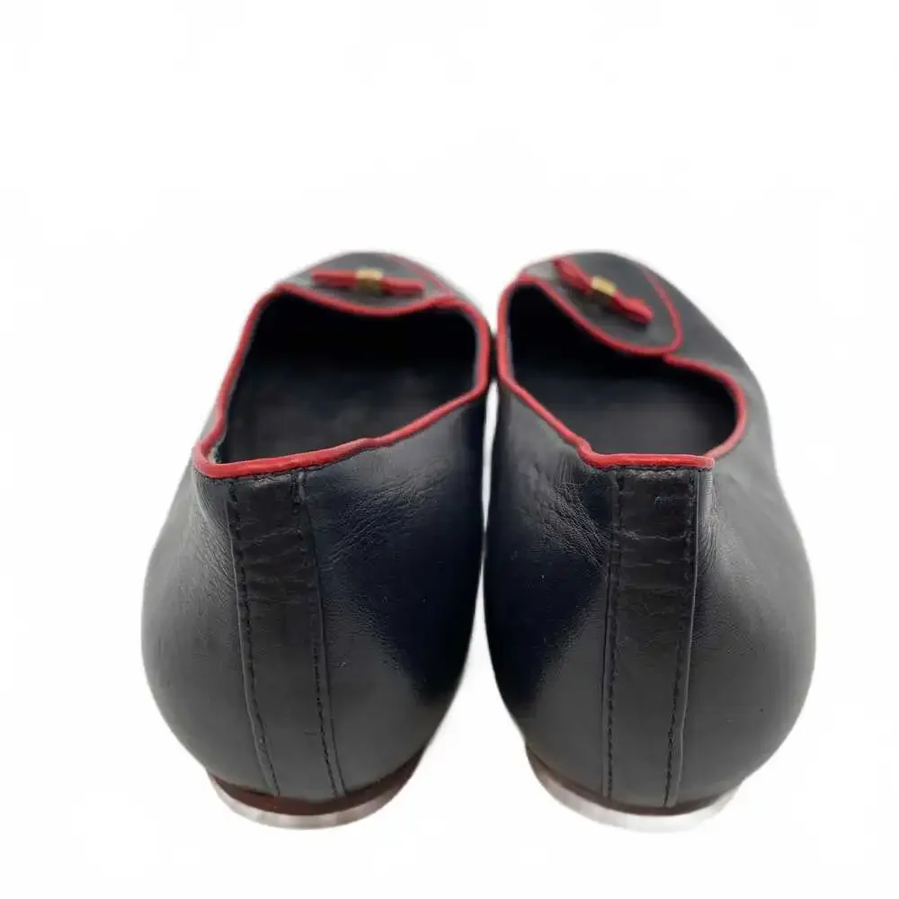 Tory Burch Navy Blue & Red Dakota Bow Flats | Size 8.5